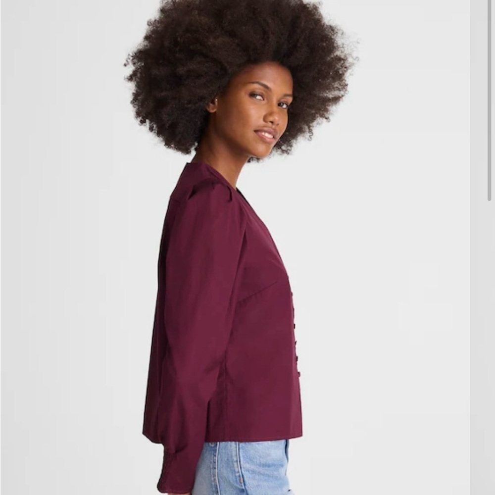 V-Neck Button-Front Top - Picture 3 of 5